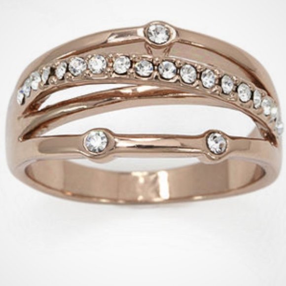 Sparkle Allure Rose Gold and Crystal Cocktail Ring 7 8 9 NIB - Picture 10 of 16